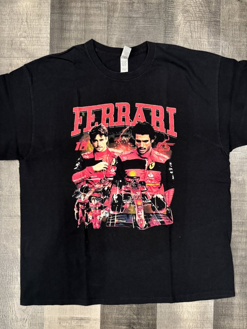Ferrari F1 Racing Team Retro Graphic Tee - Charles Leclerc & Carlos Sainz - XL